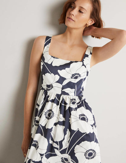 Violet Square Neck Midi Dress-Navy, Elegant Vine-2