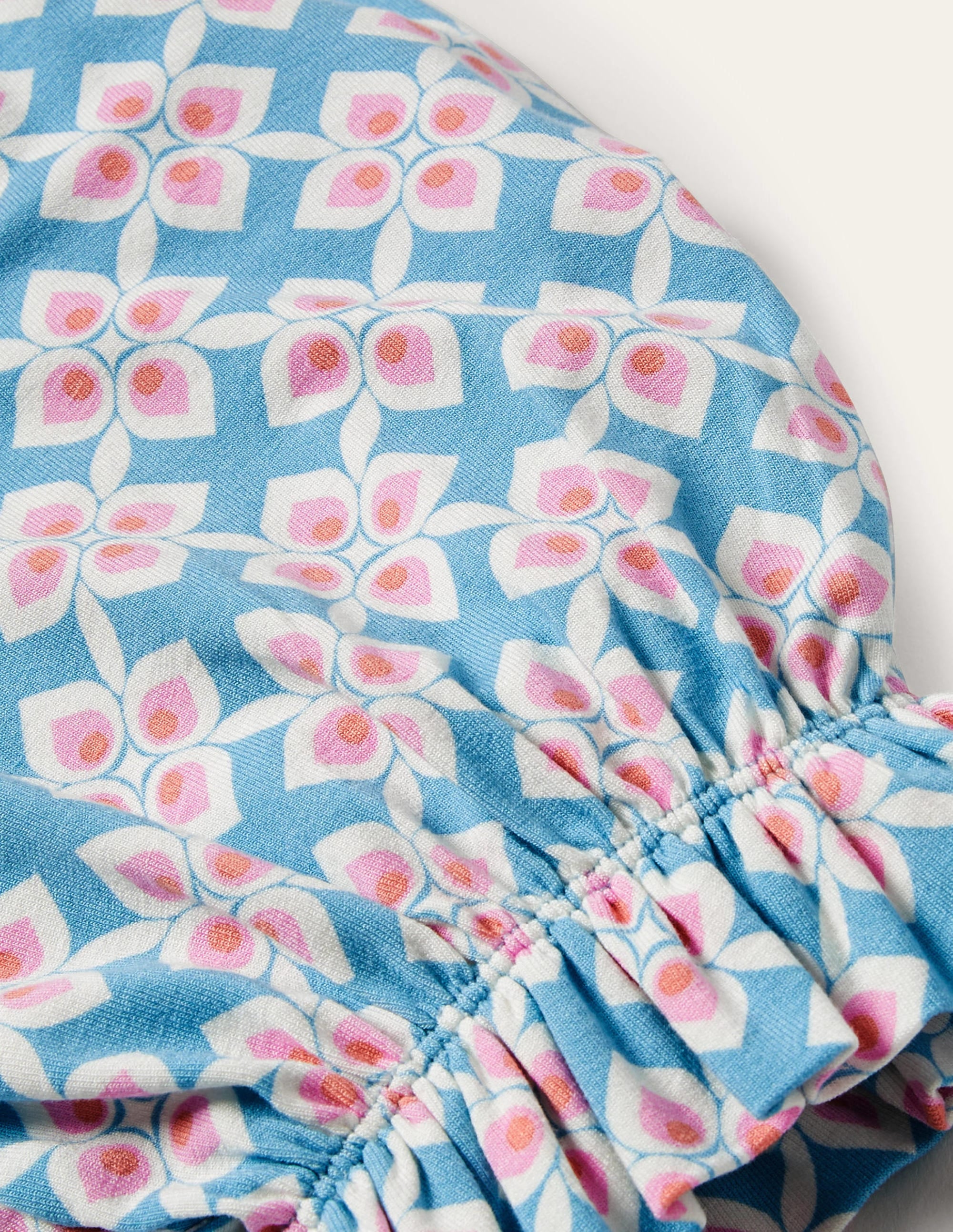 V-Neck Jersey Dress-Coastal Shade, Diamond Leaf - Image 10