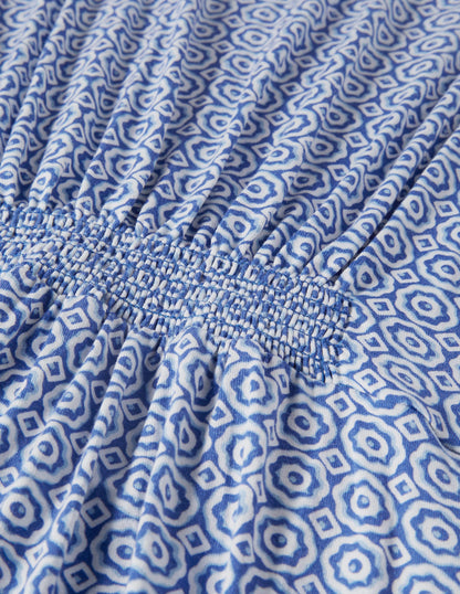 Crew Neck Jersey Dress-Bluebell Geo Blooms-5