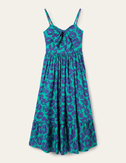 Ivy Tie Front Midi Dress-Emerald, Elegant Vine-10
