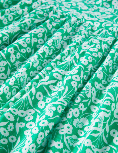 Back Detail Jersey Mini Dress-Emerald, Floret Bud-11