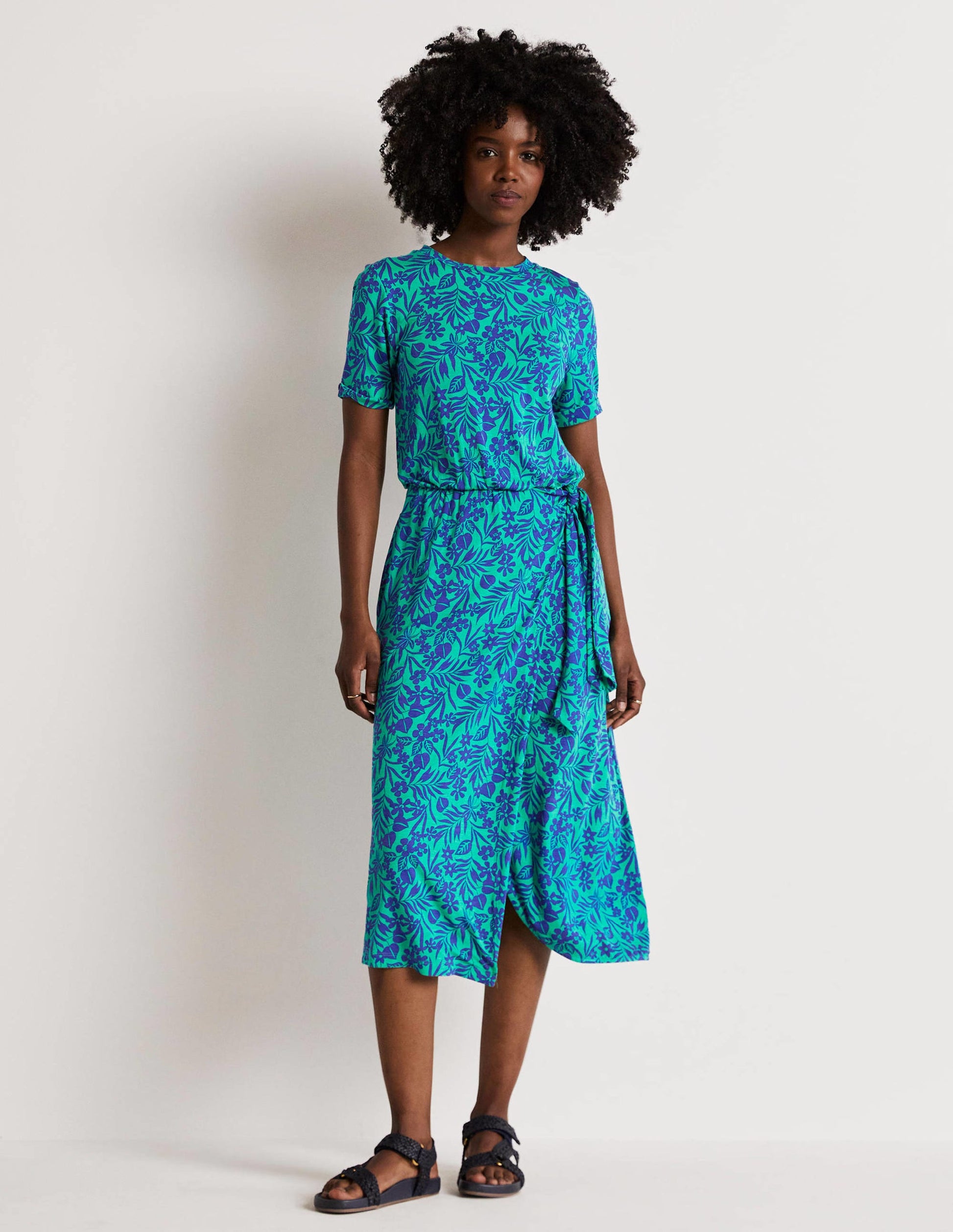 Amanda Jersey Midi Dress-Emerald, Tropic Foliage-1