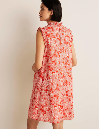Sleeveless Smocked Mini Dress-Firecracker, Paisley Bud-3