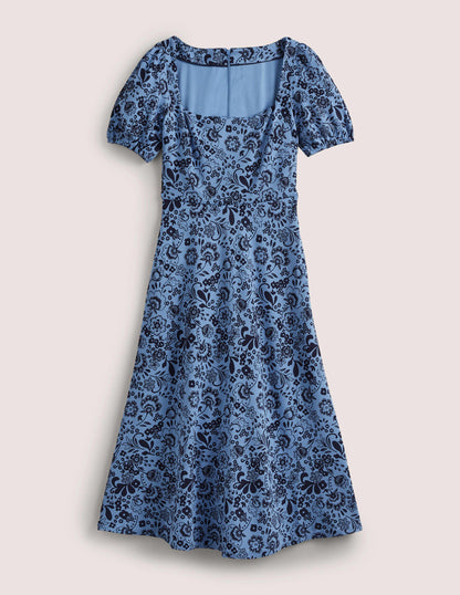 Short Sleeve Jersey Midi Dress-Riviera Blue, Pretty Paradise-5