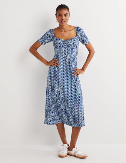 Sweetheart Jersey Midi Dress-Riviera Blue, Animal Pop-1