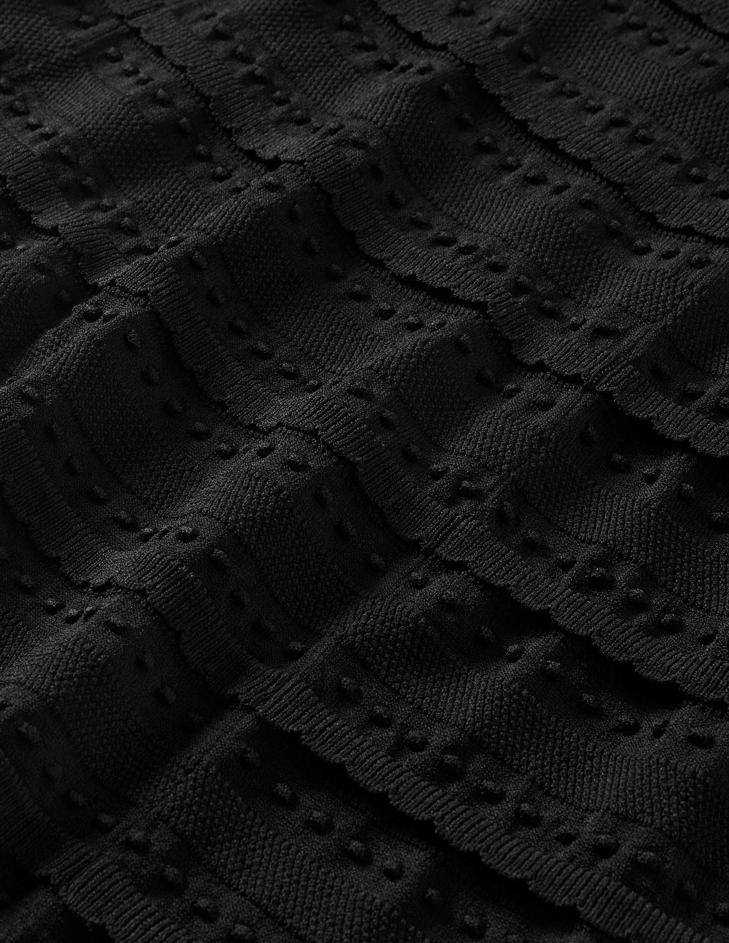 Detail Knitted Mini Dress-Black