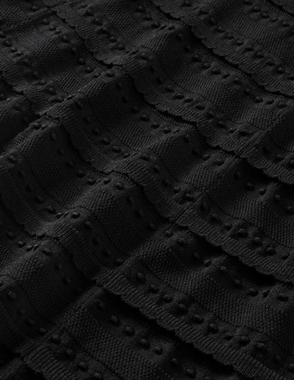 Detail Knitted Mini Dress-Black-6
