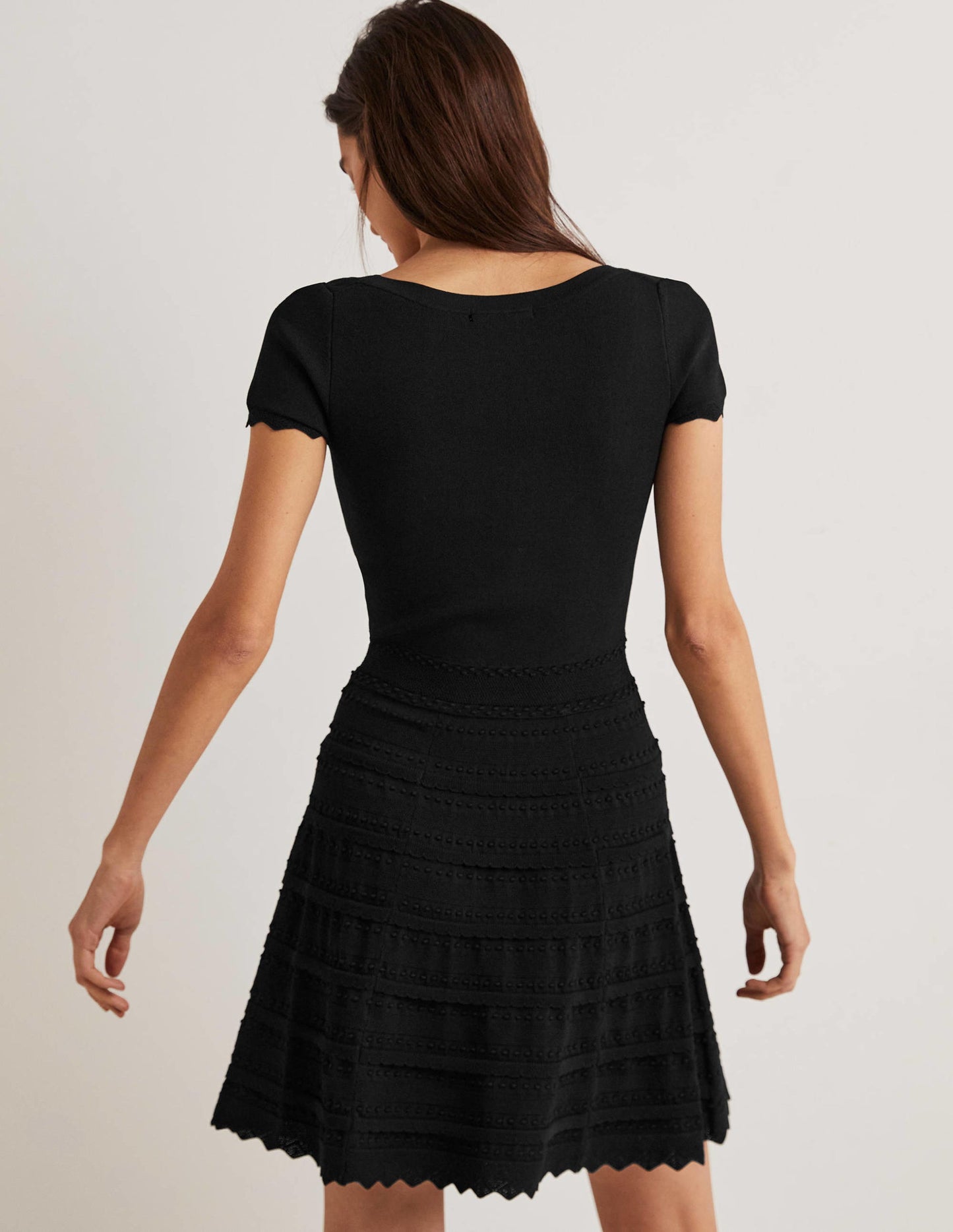 Detail Knitted Mini Dress-Black