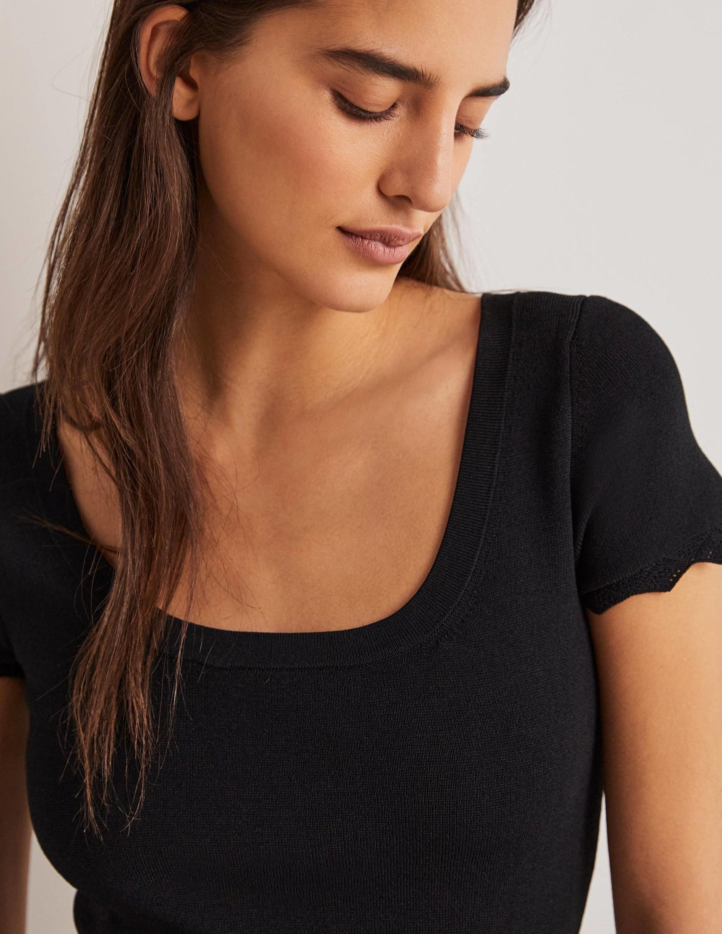 Detail Knitted Mini Dress-Black