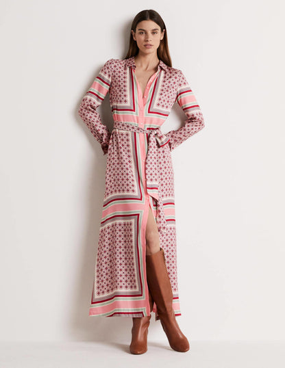 Claudia Maxi Shirt Dress-Almond Pink, Square Geo-6