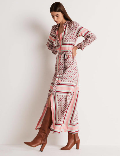 Claudia Maxi Shirt Dress-Almond Pink, Square Geo-9