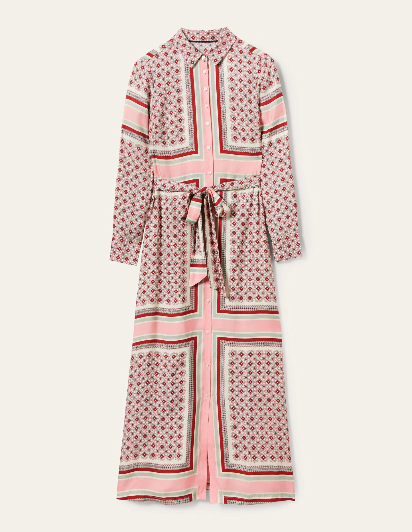 Claudia Maxi Shirt Dress-Almond Pink, Square Geo