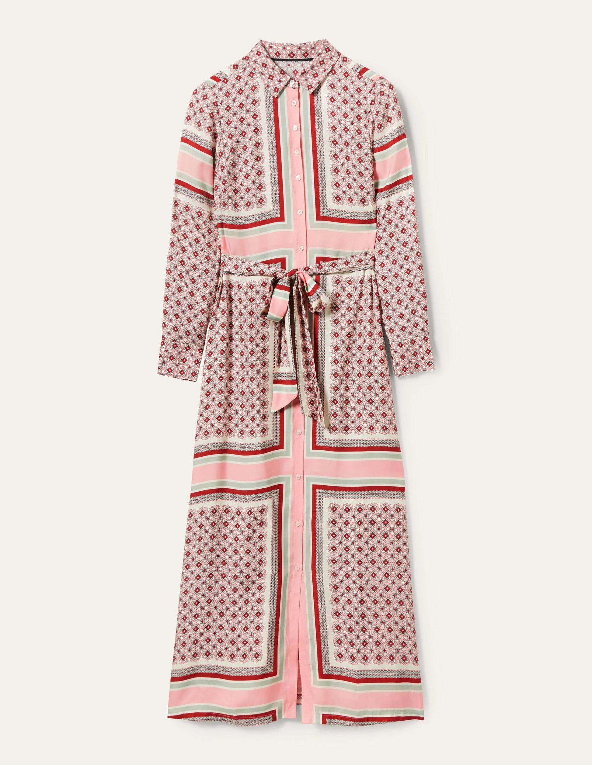 Claudia Maxi Shirt Dress-Almond Pink, Square Geo-10