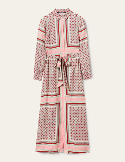 Claudia Maxi Shirt Dress-Almond Pink, Square Geo-10