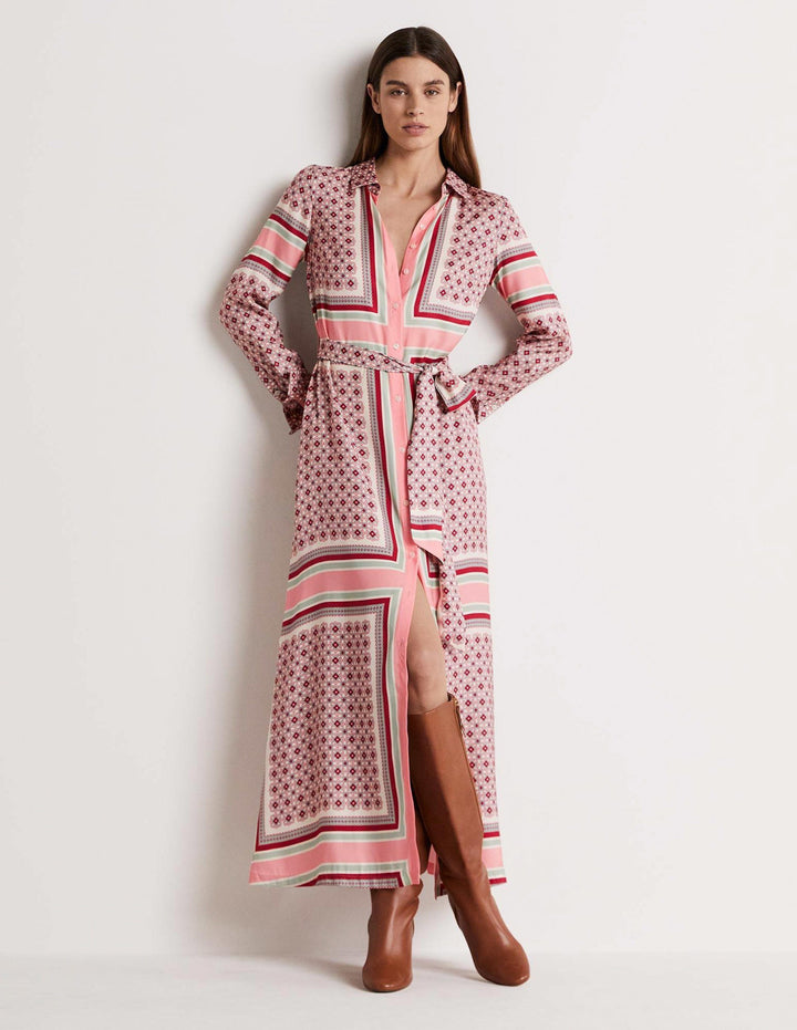 Claudia Maxi Shirt Dress-Almond Pink, Square Geo