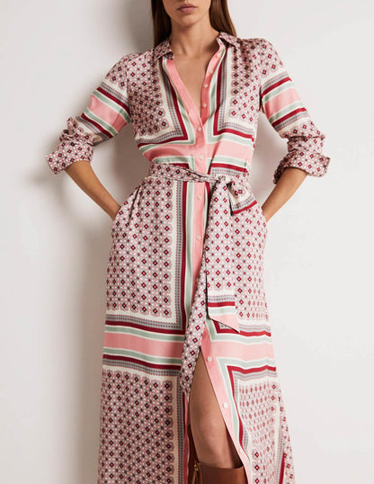 Claudia Maxi Shirt Dress-Almond Pink, Square Geo-5