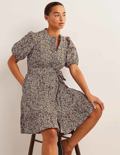 Tiered Shirt Dress-Citronelle, Petal Paisley-1