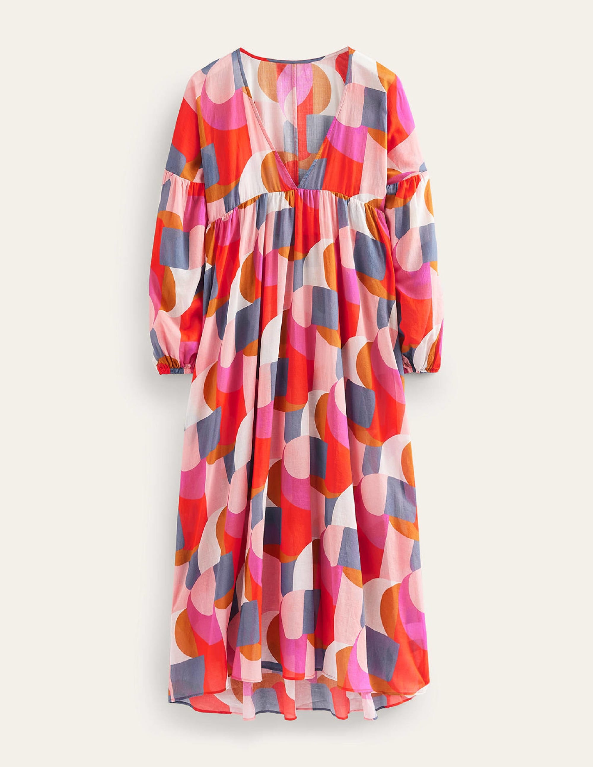 Sarah Maxi Kaftan Dress-Festival Pink, Geometric Swirl - Image 7