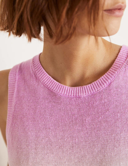 Dip-Dye Linen Vest-Firecracker/ Bon Bon Ombre-7