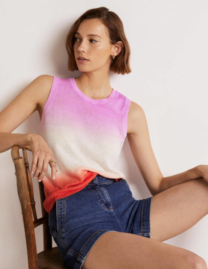 Dip-Dye Linen Vest-Firecracker/ Bon Bon Ombre-9