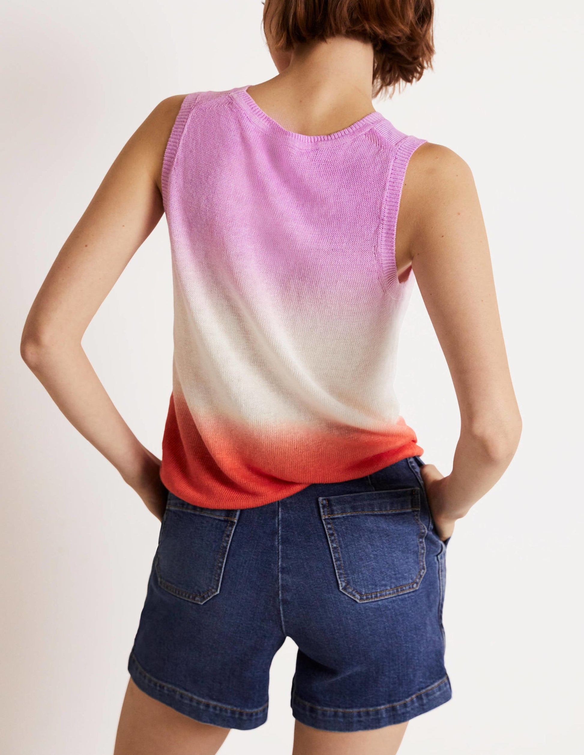 Dip-Dye Linen Vest-Firecracker/ Bon Bon Ombre-3