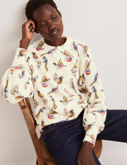 Blouson Sleeve Fluffy Jumper-Ivory, Tropic Bird-1