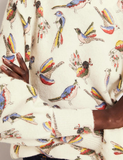 Blouson Sleeve Fluffy Jumper-Ivory, Tropic Bird-2