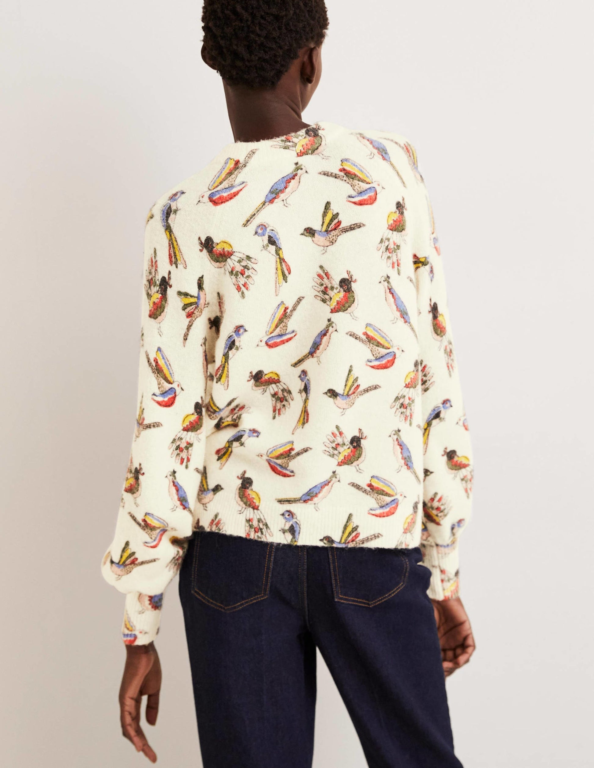 Blouson Sleeve Fluffy Jumper-Ivory, Tropic Bird-3