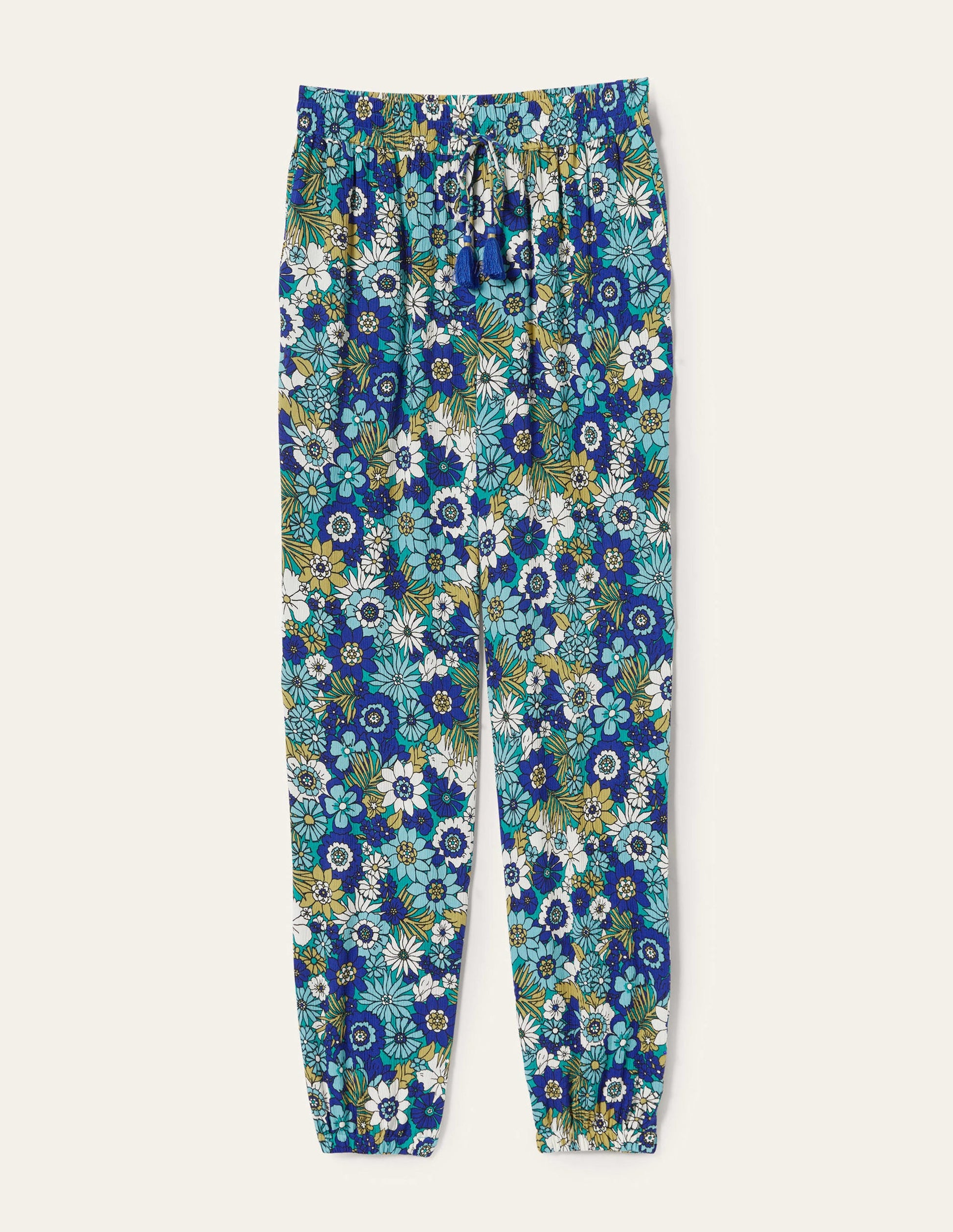 Crinkle Tapered Trousers-Emerald, Bloom Garden-10