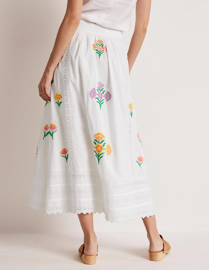 Embroidered Full Midi Skirt-White, Embroidered-8