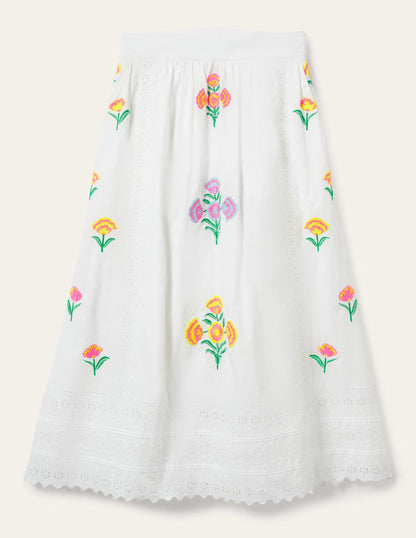 Embroidered Full Midi Skirt-White, Embroidered-11