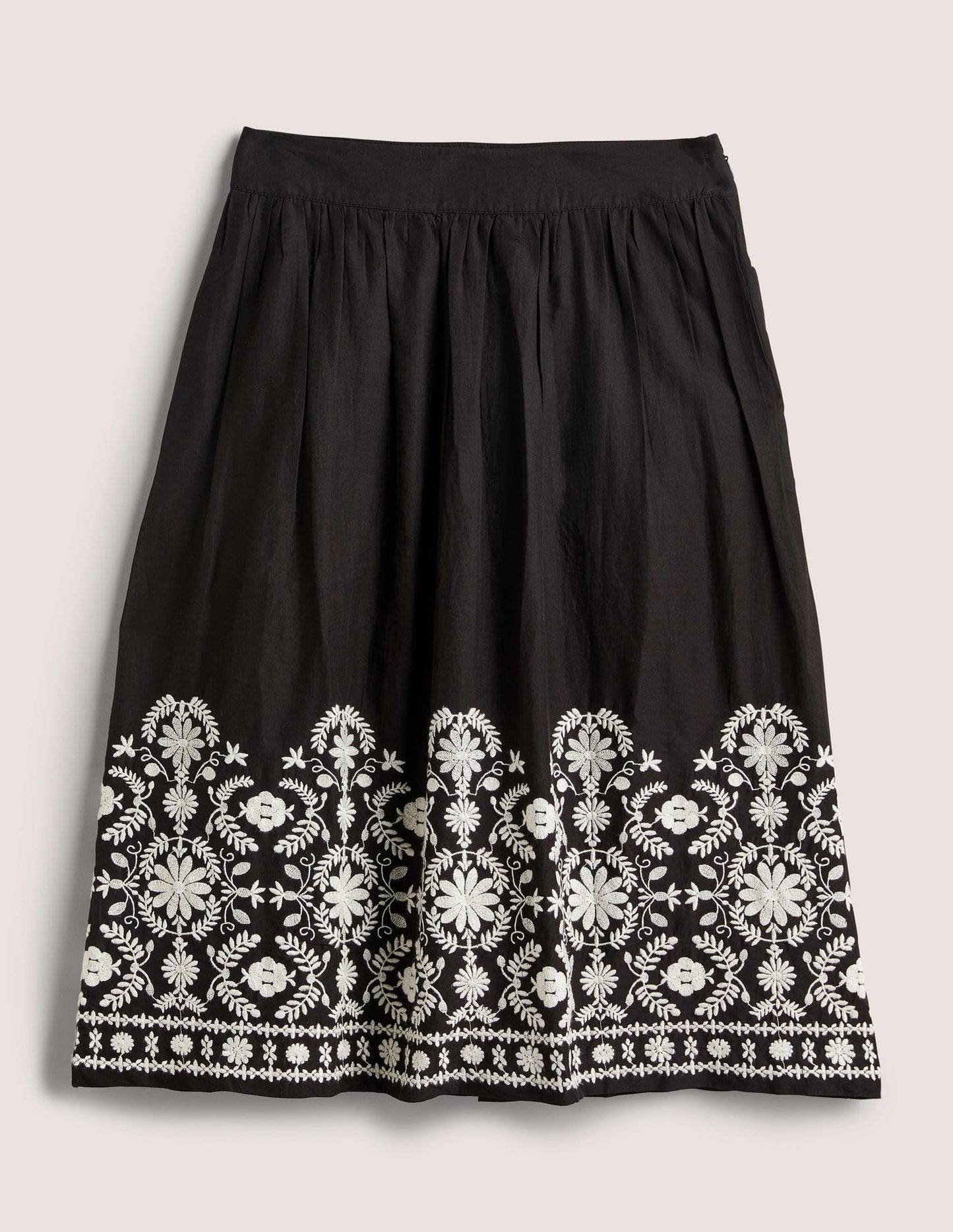 Embroidered Full Skirt-Black Embroidery