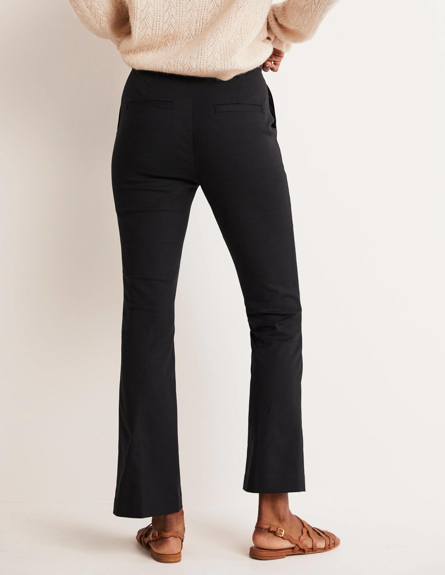 Cropped Flare Trousers-Black