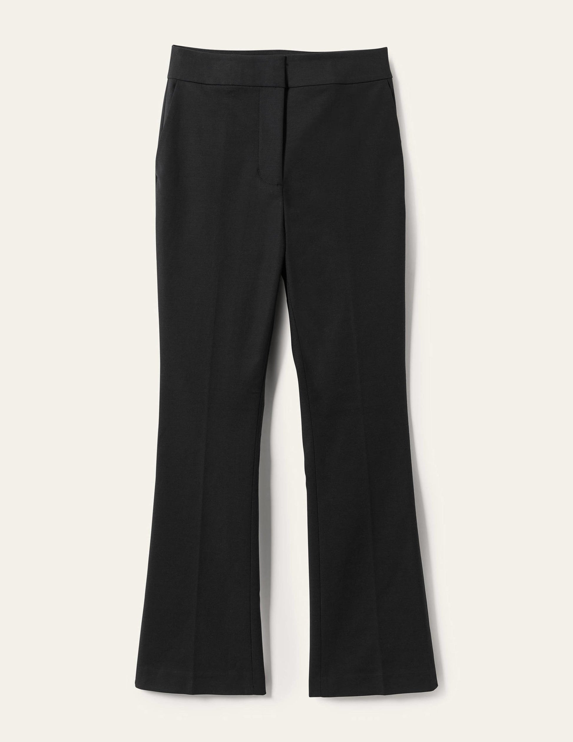 Cropped Flare Trousers-Black-11