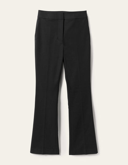 Cropped Flare Trousers-Black-11