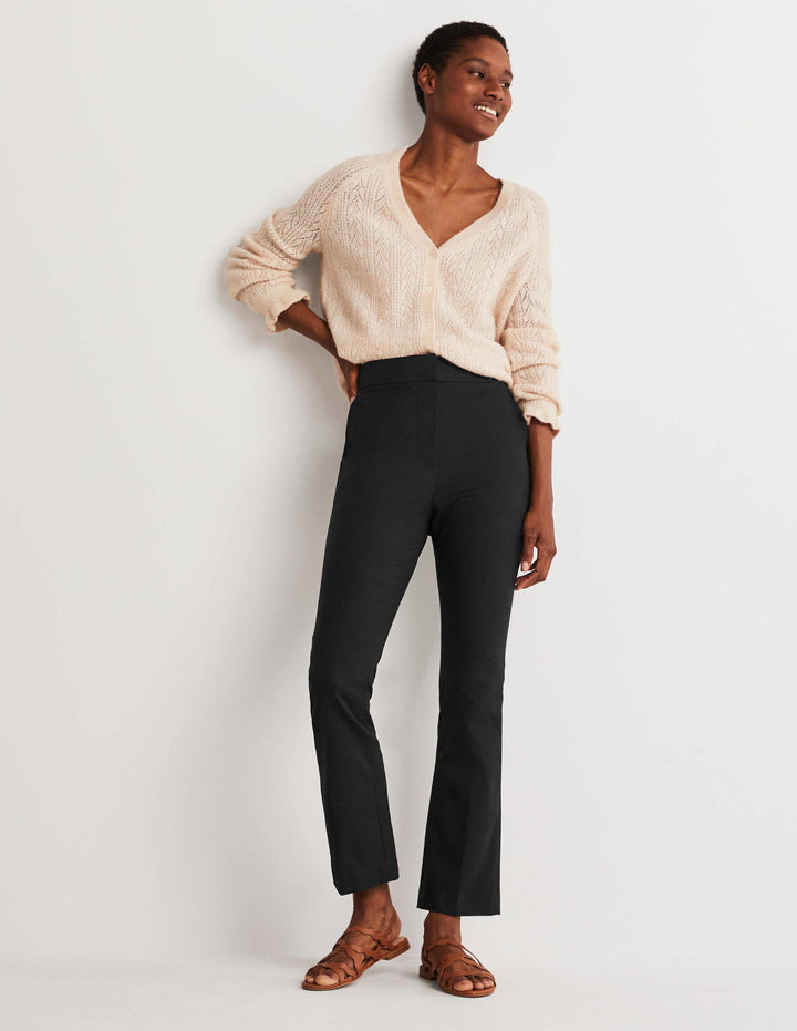 Cropped Flare Trousers-Black