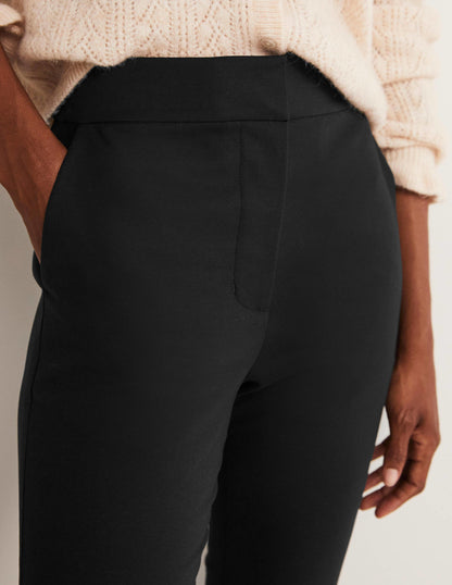 Cropped Flare Trousers-Black-2