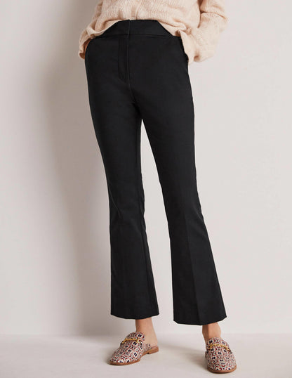 Cropped Flare Trousers-Black-5