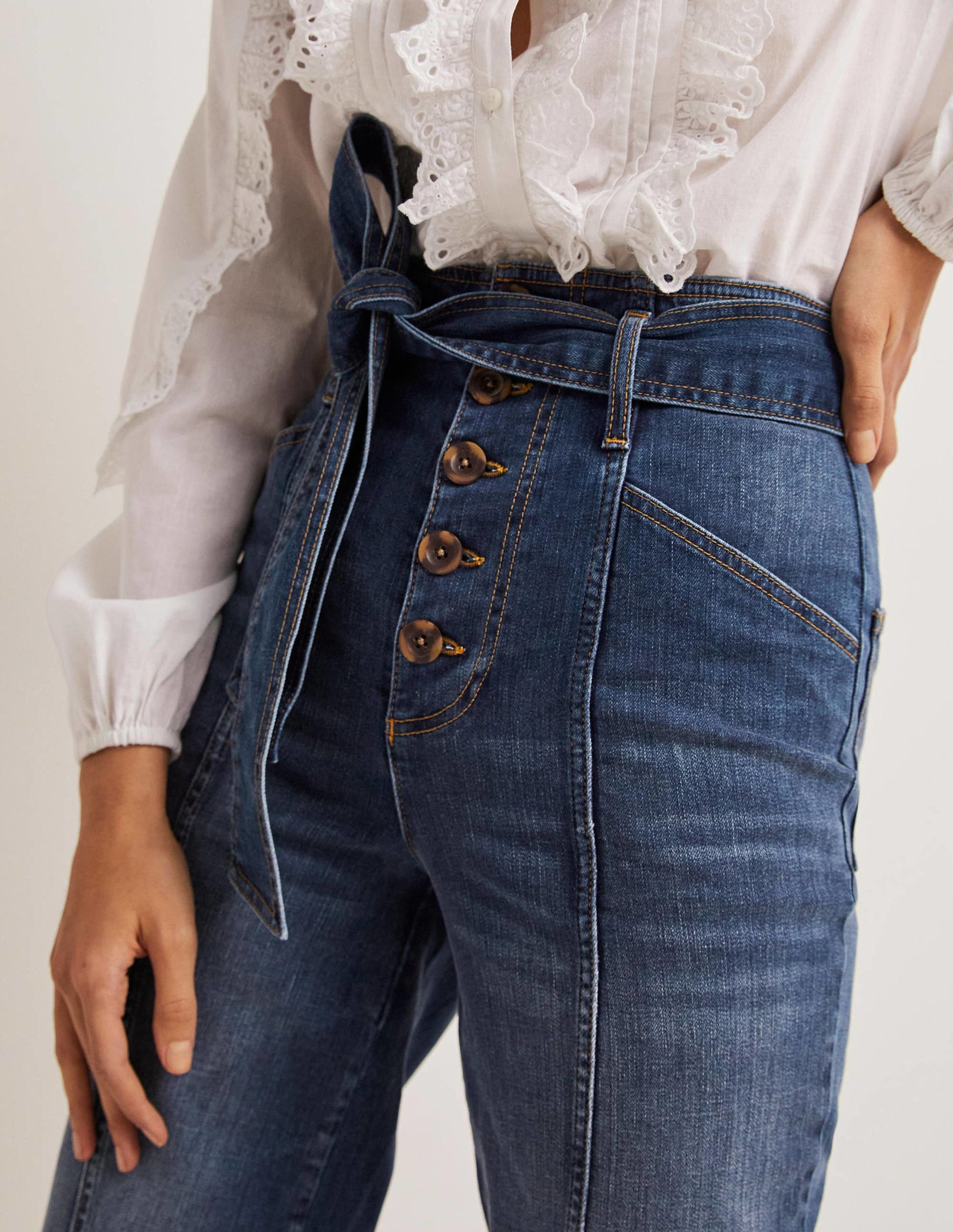 Belted High Rise Jeans-Mid Vintage-2