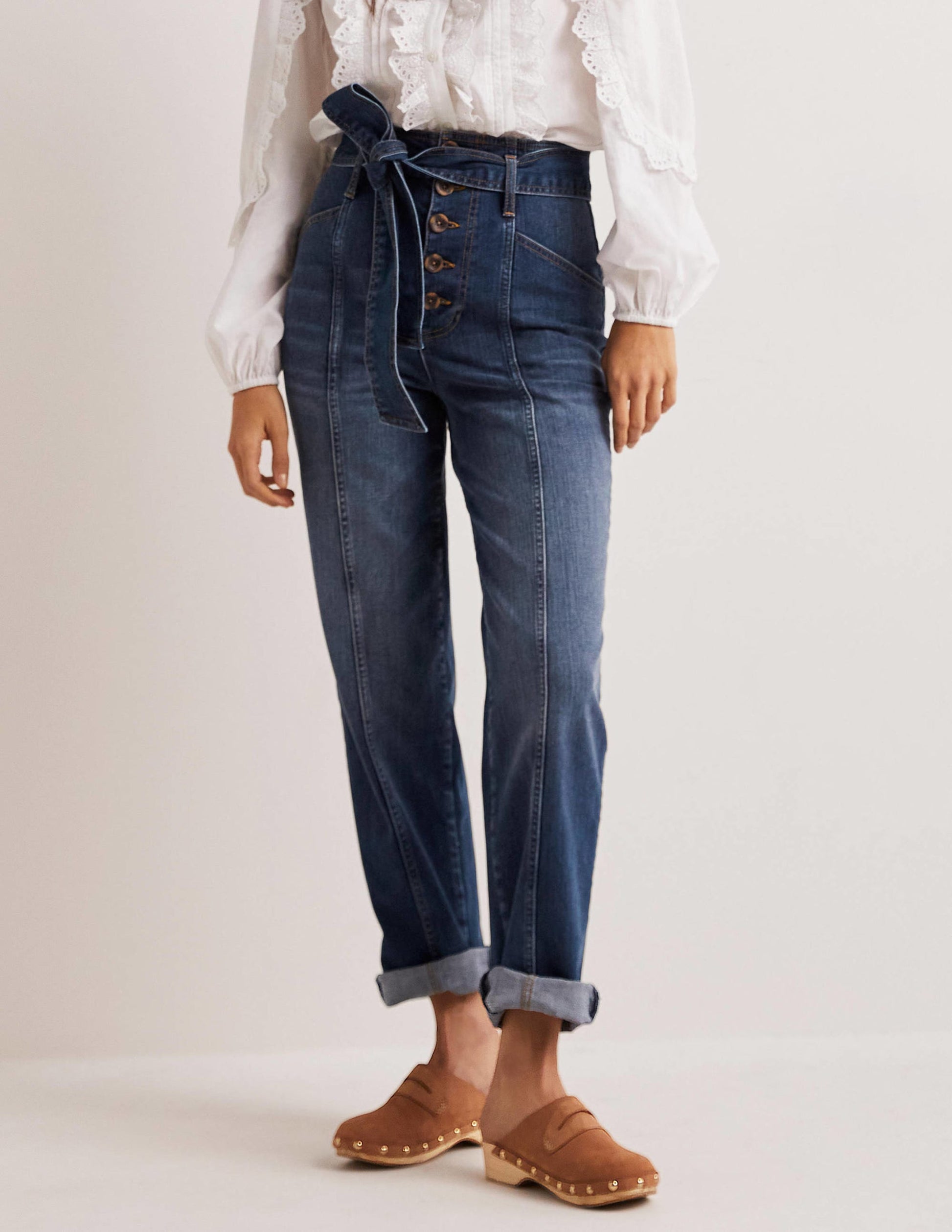 Belted High Rise Jeans-Mid Vintage-4