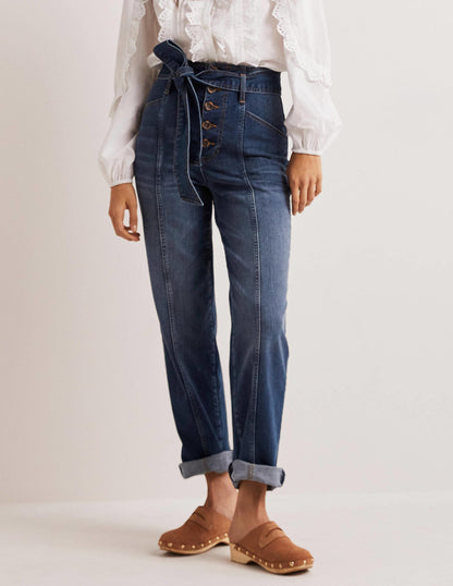 Belted High Rise Jeans-Mid Vintage-4