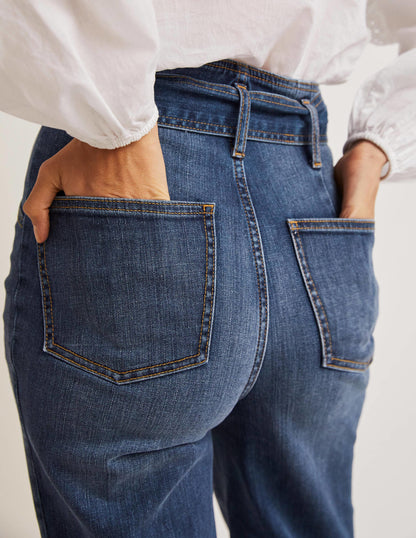 Belted High Rise Jeans-Mid Vintage-5
