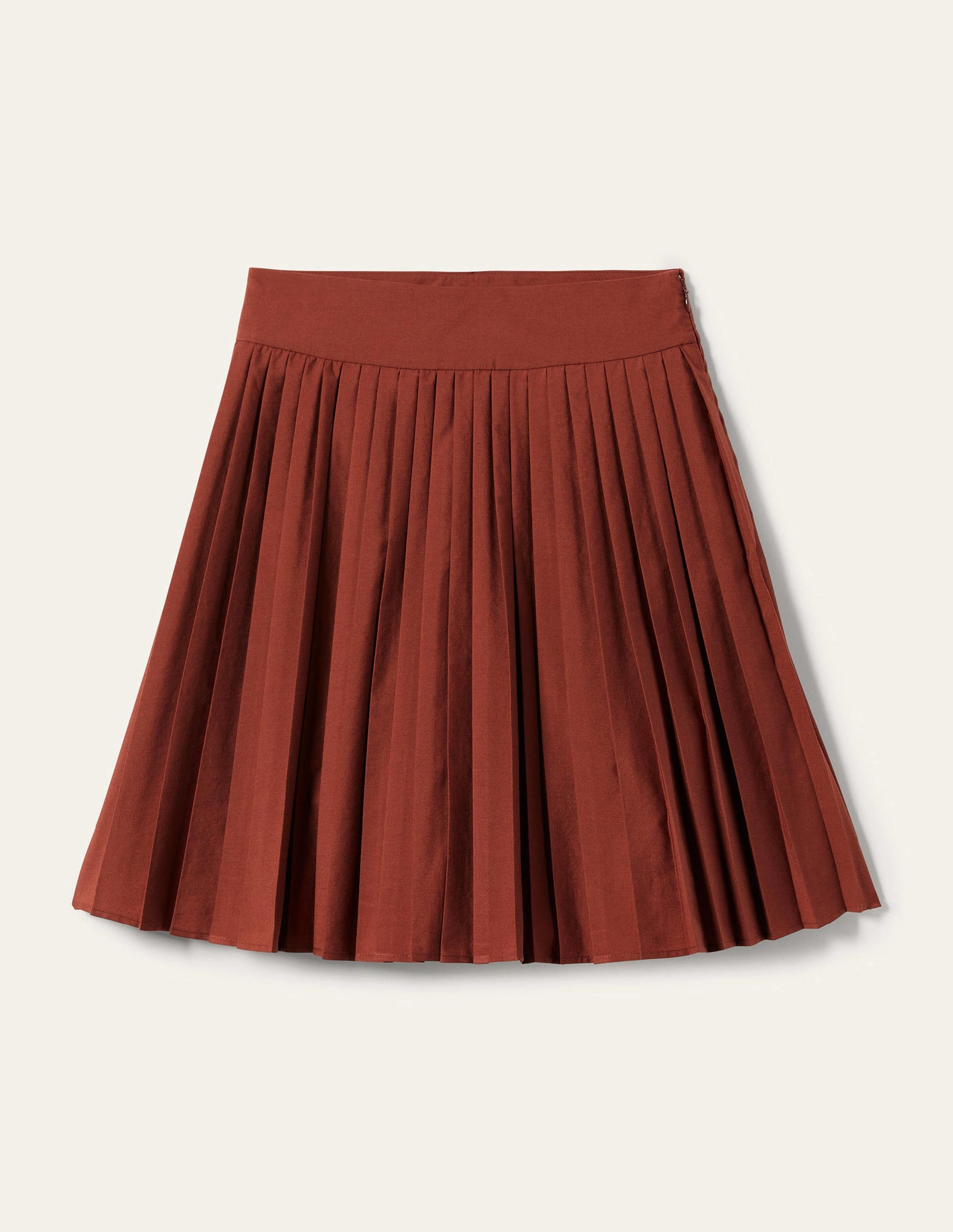 Pleated Cotton Mini Skirt-Red Oak-9