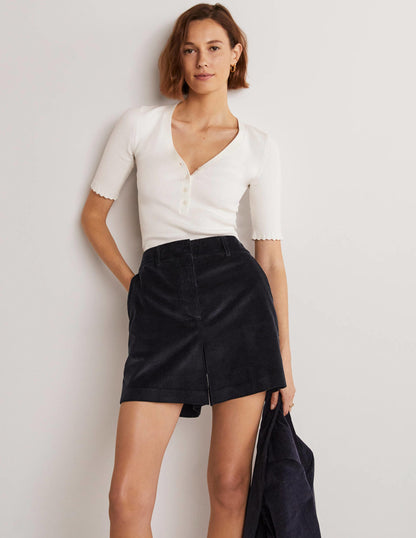 High Waist Shorts-Navy-5