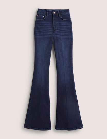 High Rise Fitted Flare Jeans-Dark Vintage