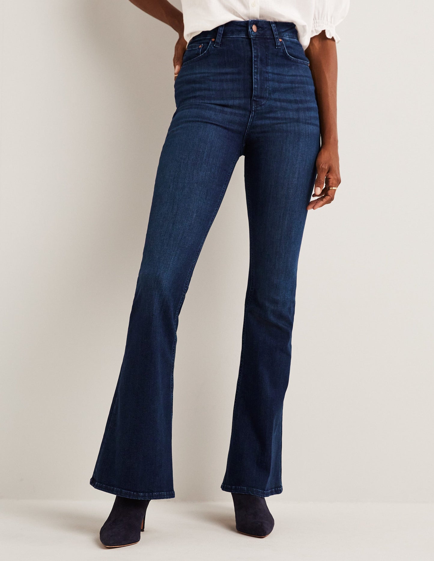 High Rise Fitted Flare Jeans-Dark Vintage