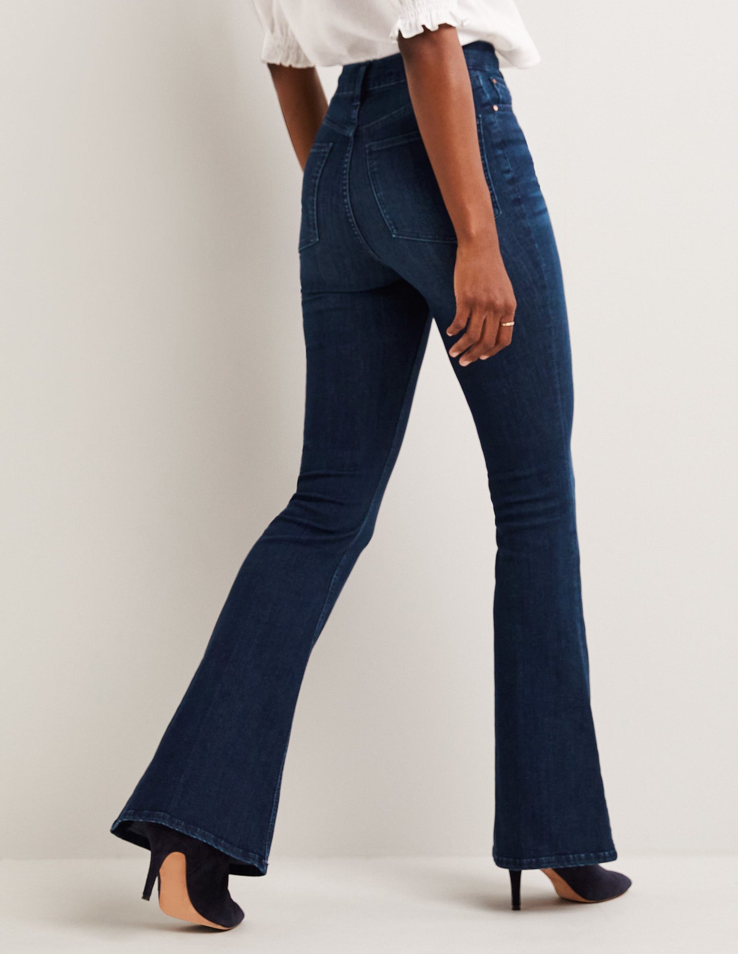 High Rise Fitted Flare Jeans-Dark Vintage