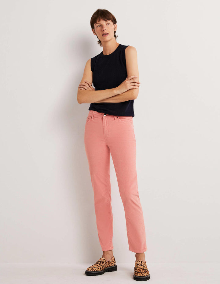 Corduroy Slim Straight Jeans-Almond Pink