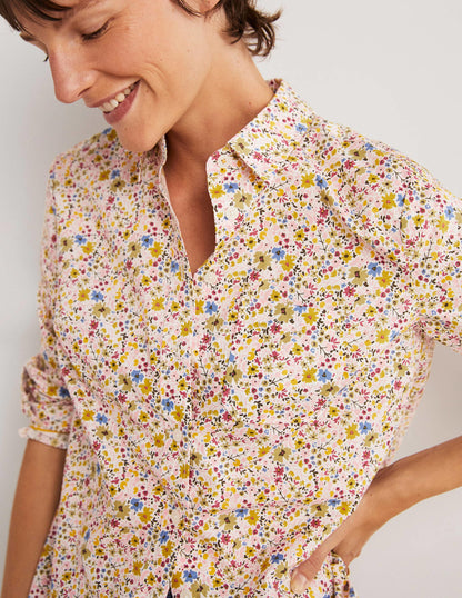 Classic Cotton Shirt-Ivory, Abstract Ditsy-2