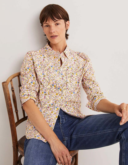 Classic Cotton Shirt-Ivory, Abstract Ditsy-4